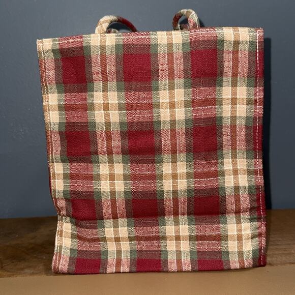Longaberger Homestead Plaid Apple Basket Small Tote lunch Bag with front pocket - Picture 7 of 11